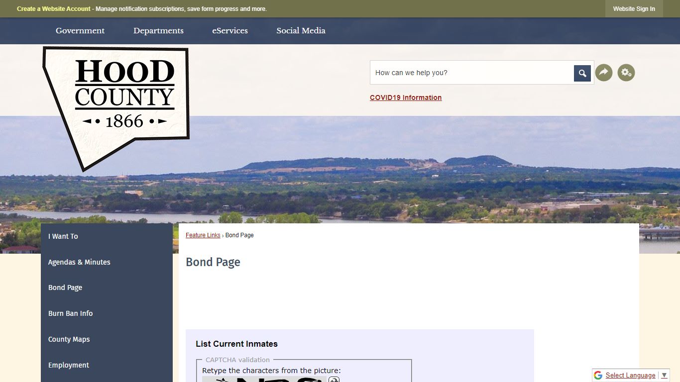 Bond Page | Hood County, TX - Official Website